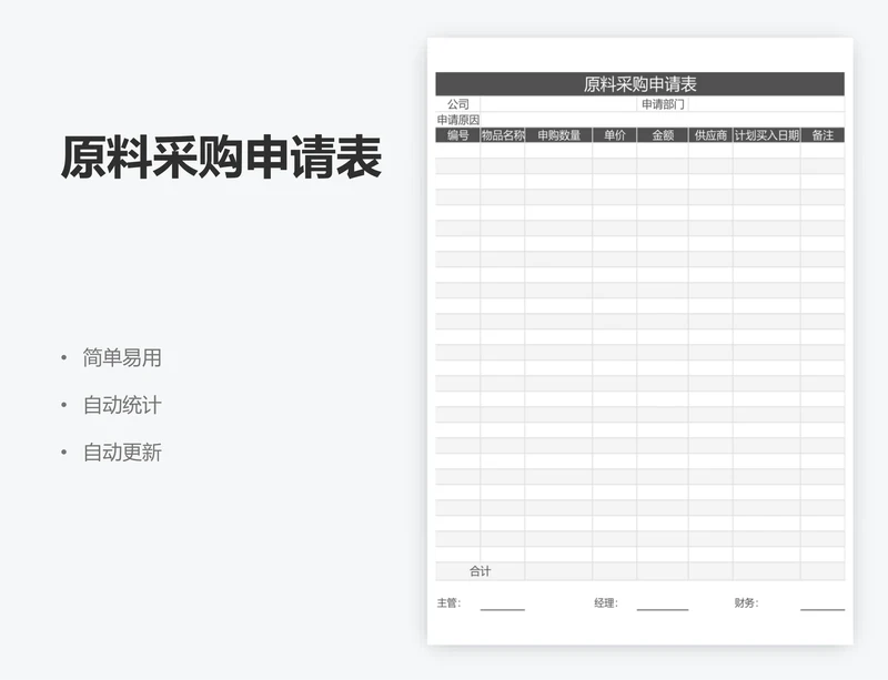 原料采购申请表