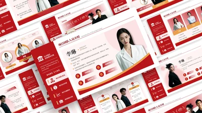红色简约风人物介绍PPT版式合集