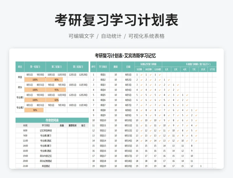考研复习学习计划表
