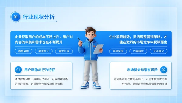 蓝色3D风互联网营销推广计划书PPT模板