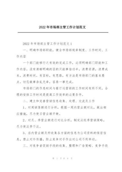 2022年市场部主管工作计划范文.docx