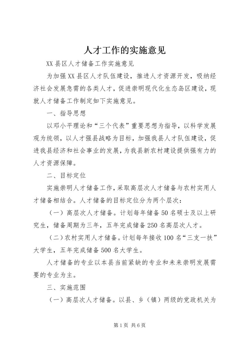人才工作的实施意见精编.docx