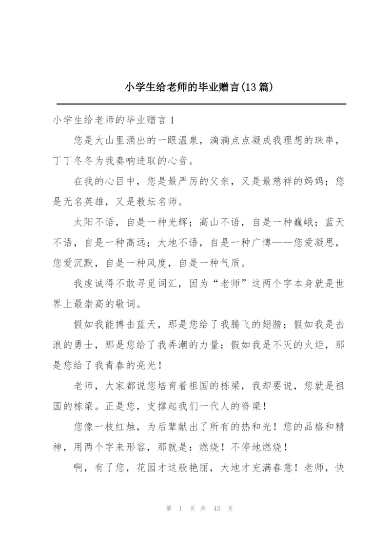 小学生给老师的毕业赠言(13篇).docx