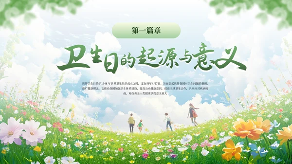 绿色清新全国爱卫生日健康教育宣传PPT模板