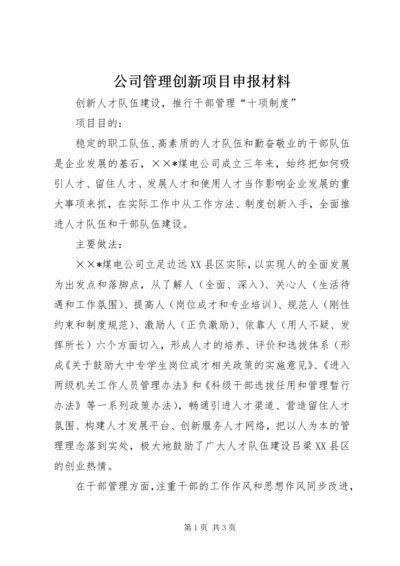 公司管理创新项目申报材料.docx