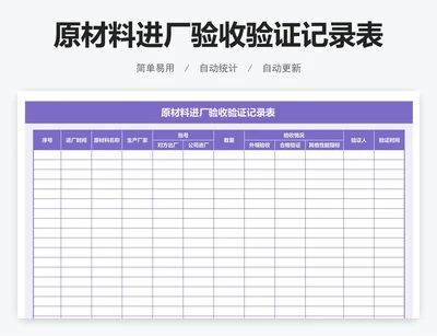 原材料进厂验收验证记录表