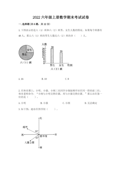 2022六年级上册数学期末考试试卷（突破训练）.docx