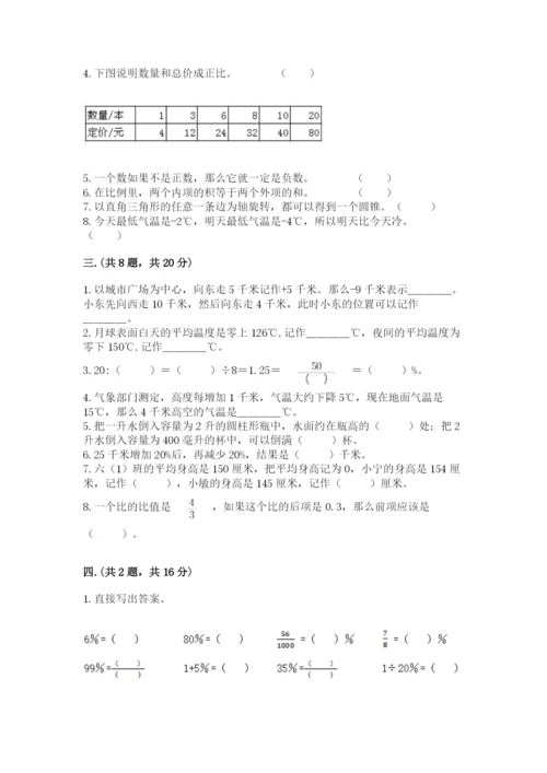 河南省平顶山市六年级下册数学期末测试卷精品（历年真题）.docx