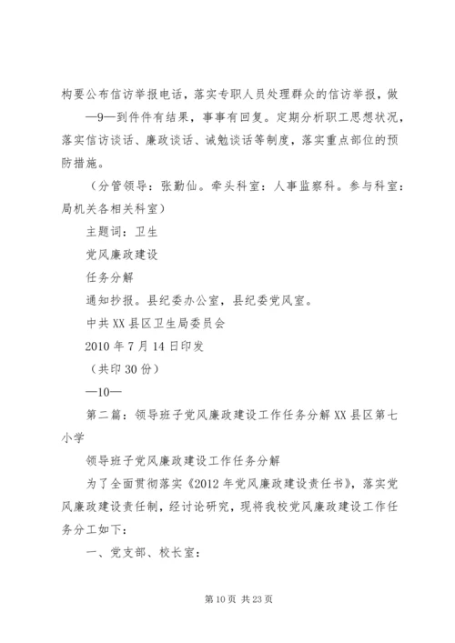 党风廉政建设任务分解.docx