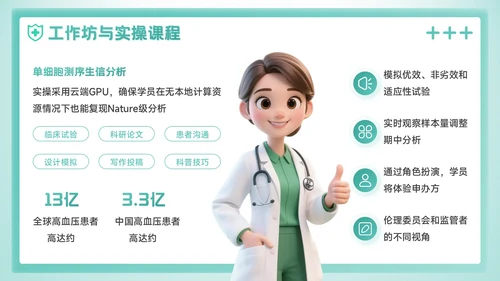 绿色3D风预防即治疗：医疗健康学术会议报告PPT模板