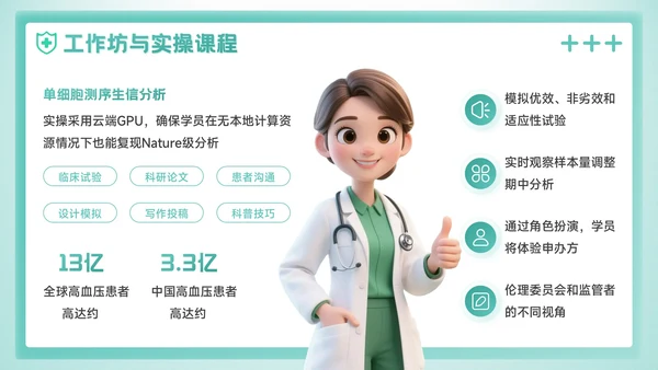 绿色3D风预防即治疗：医疗健康学术会议报告PPT模板