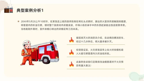 扁平插画厨房消防安全培训PPT课件