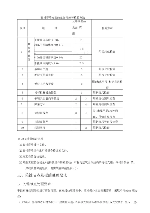 石材幕墙工程施工操作规程