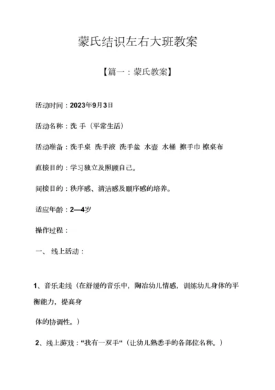 蒙氏认识左右大班教案.docx