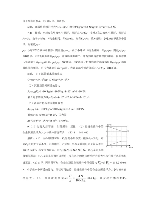 人教版物理八年级下第十章本章复习方案 教学详案