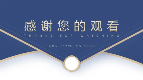 蓝金色信封创意工作计划通用PPT模板