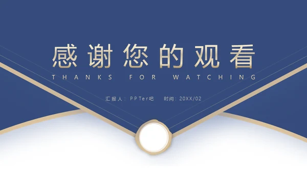 蓝金色信封创意工作计划通用PPT模板
