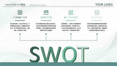 绿色系渐变风swot分析SWOT关系页