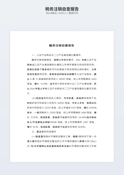 税务注销自查报告