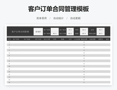 客户订单合同管理模板
