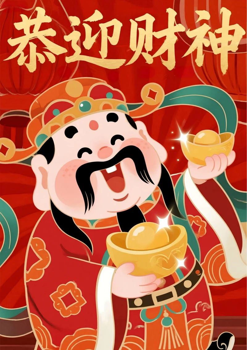 正月初五迎财神海报1
