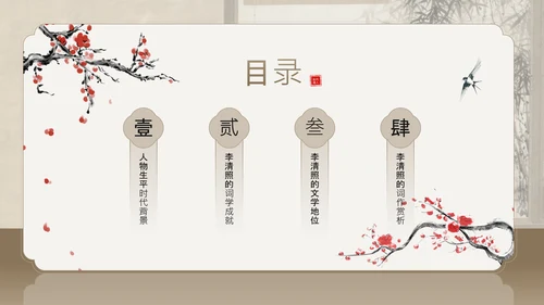 黄色中国风李清照宋代词坛的女性诗人PPT模板