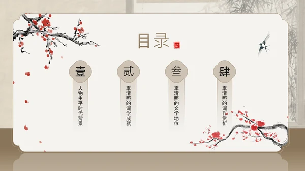 黄色中国风李清照宋代词坛的女性诗人PPT模板