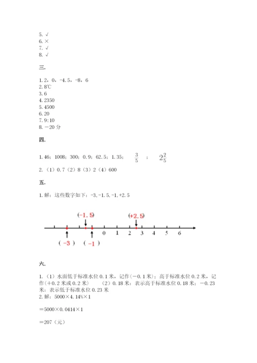 小学六年级下册数学摸底考试题含完整答案（全国通用）.docx