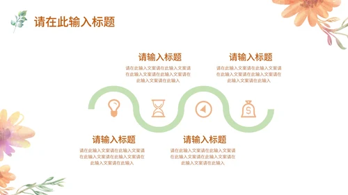 水彩风浅色系花草年度总结PPT模板