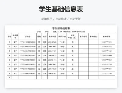 学生基础信息表