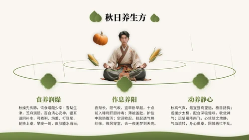 橄榄绿中国风二十四节气之白露节气知识讲座PPT模版