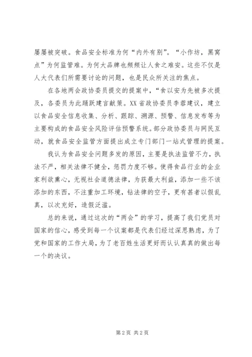 学习XX年两会精神心得范文.docx