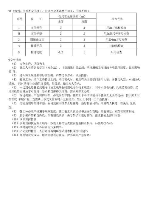 建筑外墙干挂石材施工方案