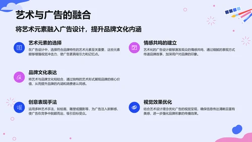 蓝色插画风创意艺术广告活动方案PPT模板