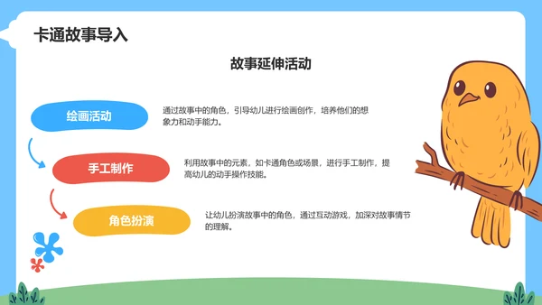 蓝色卡通风可爱卡通幼儿园教学活动PPT模板