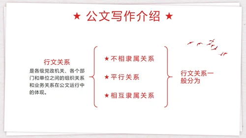 红色简约线性本子钢笔公文写作介绍带内容PPT模板