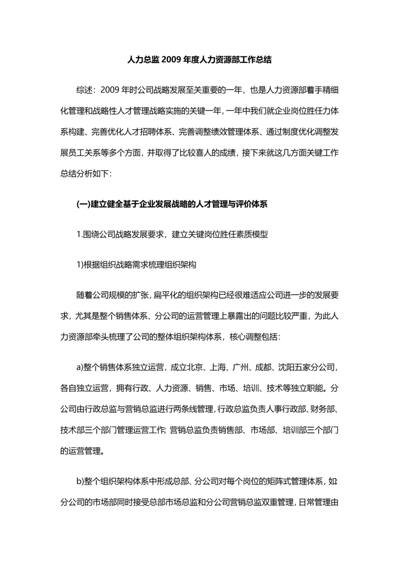 6、人力总监年度人力资源部工作总结与计划.docx
