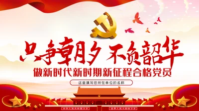 只争朝夕不负韶华做新时代合格党员PPT党课党建