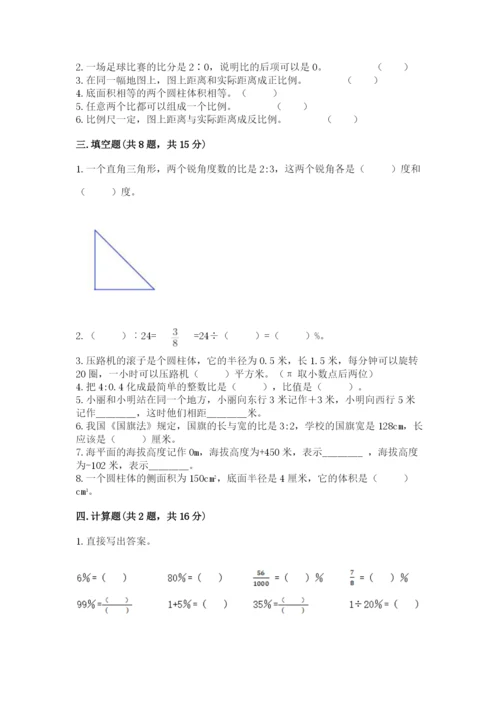 梓潼县六年级下册数学期末测试卷及参考答案1套.docx