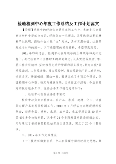 检验检测中心年度工作总结及工作计划范文.docx