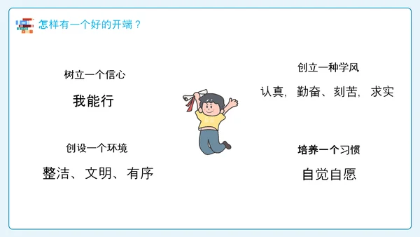 卡通风中小学新学期开学第一课PPT课件