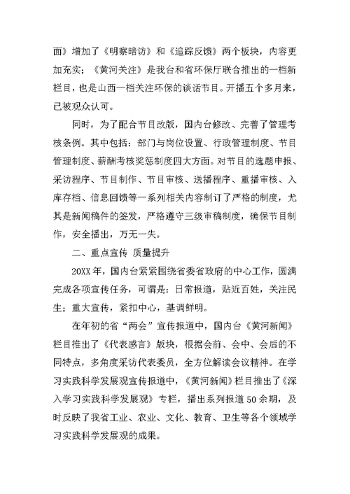 电视台总监个人工作总结