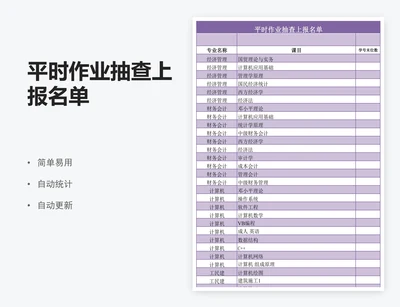 平时作业抽查上报名单