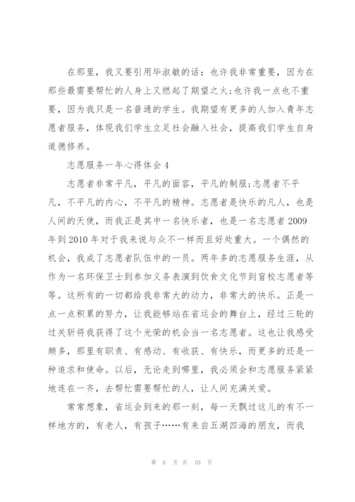 志愿服务一年心得体会5篇.docx