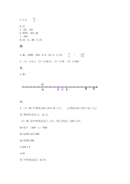 青岛版六年级数学下册期末测试题精品（预热题）.docx