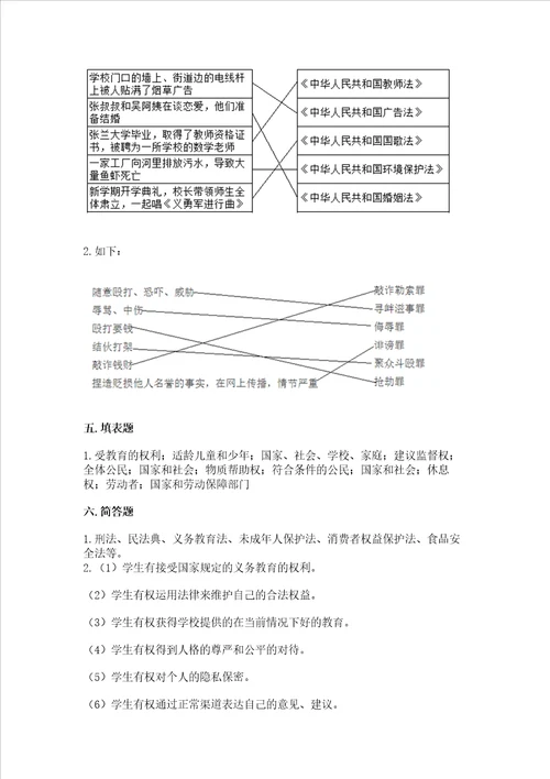 2022（部编版）六年级上册道德与法治期末测试卷及答案（典优）