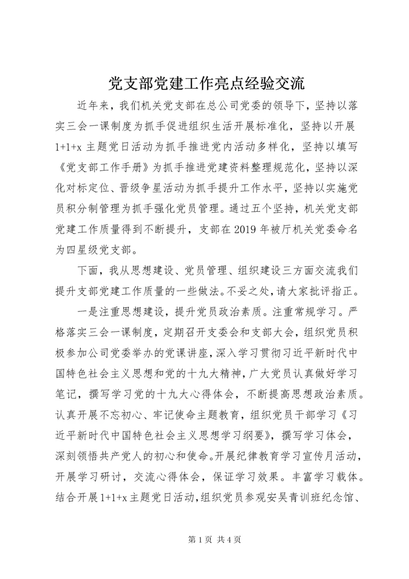 党支部党建工作亮点经验交流.docx