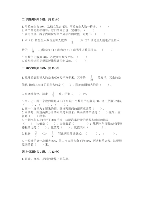 六年级上册数学期末测试卷附答案（培优b卷）.docx