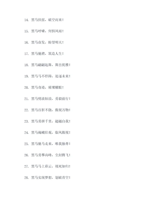 带有黑马二字的口号