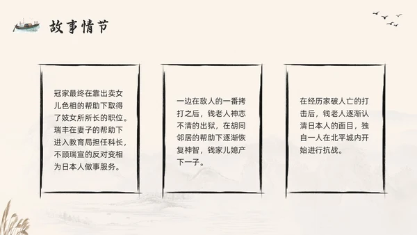 棕色古风好书推荐读书分享读书交流会四世同堂PPT模板宣传PP